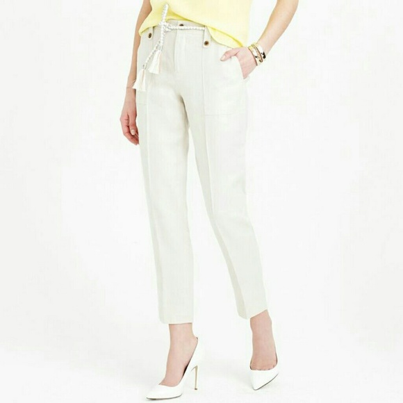 J. Crew Pants - 💥SALE💥100% linen J.Crew lined pants sz. 8 white
